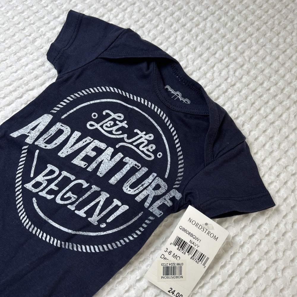 Mighty Fine Navy Blue Let the Adventure Begin Bodysuit 3-6 Months NWT